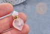 Pendentif bouteille parfum quartz rose naturel laiton 27mm, pendentif pierre porte-parfum, x1 G8633