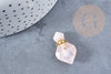 Pendentif bouteille parfum quartz rose naturel laiton 27mm, pendentif pierre porte-parfum, x1 G8633