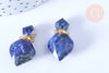 Pendentif bouteille parfum sodalite laiton 27mm, pendentif pierre sodalite naturelle, x1 G7147