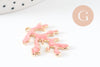 Pendentif branche de corail zamac doré émail rose 30mm,pendentif coquillage doré, x1 G9690