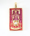 Pendentif carte de Tarot Chariot en laiton doré zircon 30mm x1 G5266