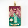 Pendentif carte de tarot la tempérance xIV en laiton doré zircon 30mm x1 G4394