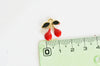 Pendentif cerise doré émaillé rouge,pendentif fruit création bijoux, pendentif doré, 17mm, X5 G5272