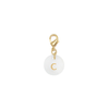 Pendentif charm initiale rond nacre blanche lettre, pendentif alphabet x1 G9397