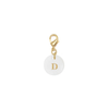 Pendentif charm initiale rond nacre blanche lettre, pendentif alphabet x1 G9397