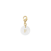 Pendentif charm initiale rond nacre blanche lettre, pendentif alphabet x1 G9397