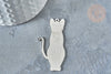 Pendentif chat égyptien acier 201 inoxydable argenté 48mm, pendentif en forme de chat gravé, création bijou acier inoxydable, x1 G7618