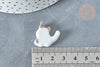 Pendentif chat porcelaine blanc doré laiton platine 24mm, pendentif pour fabrication bijoux, x1 G8062