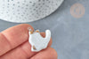 Pendentif chat porcelaine blanc doré laiton platine 24mm, pendentif pour fabrication bijoux, x1 G8062