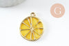 Pendentif citron agrume en zamac doré jaune 26.5mm, x2 (G5312)