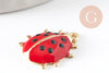 Pendentif coccinelle zamac émaillé 21,5mm pendentif animal, bijou coccinelle,création de bijou, X1 G7116