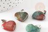 Pendentif coeur agate indienne naturelle laiton platine 22mm, pendentif pour création bijou amour x1 G9261