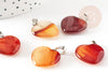 Pendentif coeur agate orange naturel laiton platine 22mm, pendentif pour création bijou amour x1 G9263