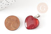 Pendentif coeur agate orange naturel laiton platine 22mm, pendentif pour création bijou amour x1 G9263