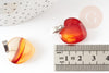 Pendentif coeur agate orange naturel laiton platine 22mm, pendentif pour création bijou amour x1 G9263