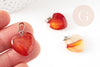 Pendentif coeur agate orange naturel laiton platine 22mm, pendentif pour création bijou amour x1 G9263