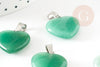 Pendentif coeur aventurine verte naturelle laiton platine 22mm, pendentif pour création bijou amour x1 G9264