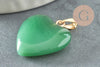 Pendentif coeur doré carats verre vert 22mm, pendentif amour doré cristal, création bijoux, x1 G5886