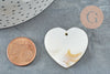 Pendentif coeur nacre blanche naturelle, pendentif coeur, coeur nacre, coquillage blanc, 30.5mm, x2 G2373