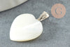 Pendentif coeur nacre blanche naturelle platine,pendentif coeur,coeur nacre,coquillage blanc,création bijou, 20mm, x1 ou x5 G3992