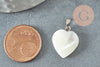 Pendentif coeur nacre blanche naturelle platine,pendentif coeur,coeur nacre,coquillage blanc,création bijou, 20mm, x1 ou x5 G3992