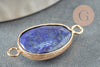 Pendentif connecteur Lapis Lazulis naturel laiton doré 27.5mm,creation bijou pierre naturelle, x1 G1331