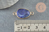 Pendentif connecteur Lapis Lazulis naturel laiton doré 27.5mm,creation bijou pierre naturelle, x1 G1331