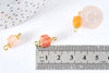 Pendentif connecteur agate naturelle teintée orange fer doré 17mm,pendentif pierre naturelle, x1 G8642