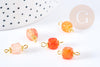 Pendentif connecteur agate naturelle teintée orange fer doré 17mm,pendentif pierre naturelle, x1 G8642