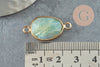 Pendentif connecteur amazonite naturelle laiton doré 27.5mm,création bijoux pierre naturelle, x1 G0964