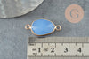 Pendentif connecteur jade naturel teinté bleu laiton doré 27.5mm,creation bijoux pierre naturelle, x1 G1030