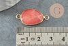 Pendentif connecteur jade naturel teinté rose laiton doré 27.5mm,x1 (G0966)