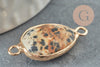 Pendentif connecteur jaspe dalmatien naturel laiton doré 27.5mm,x1 (G0744)