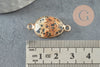 Pendentif connecteur jaspe dalmatien naturel laiton doré 27.5mm,x1 (G0744)