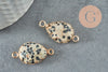 Pendentif connecteur jaspe dalmatien naturel laiton doré 27mm,creation bijou pierre naturelle, x1 G3795