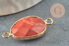 Pendentif connecteur jaspe rouge laiton doré 27.5mm,creation bijou pierre naturelle, x1 G1036