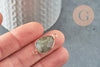 Pendentif connecteur labradorite naturelle laiton doré 27.5mm,creation bijou pierre naturelle, x1 G0308