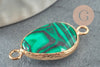 Pendentif connecteur malachite de synthèse laiton doré 27.5mm,creation pendentif bijoux,bracelet pierre de synthèse, x1 G5923