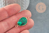 Pendentif connecteur malachite de synthèse laiton doré 27.5mm,creation pendentif bijoux,bracelet pierre de synthèse, x1 G5923