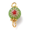 Pendentif connecteur rond verre millefiori zamac doré 18mm, x10 G4029