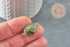 Pendentif connecteur unakite verte naturelle 27.5mm, créatyion bijou pierre naturelle verte, x1 G2193