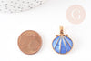 Pendentif coquillage doré bleu 24.5mm, pendentif coquillage pour création bijoux X 2 G5793