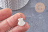 Pendentif coquillage nacre blanche naturelle laiton platine 18mm, création bijoux coquillage blanc, x1 (G9915)