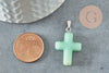 Pendentif croix aventurine verte, fournitures créatives, pendentif pierre, support doré, création bijoux, pierre naturelle, 15mm, x1 G1977