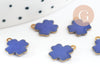 Pendentif croix laiton brut émail bleu 10mm, breloque laiton création bijoux DIY, X10 G3581