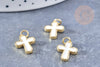 Pendentif croix laiton doré18K émail blanc 18mm,pendentif doré pour création de bijoux,x1 G8583