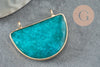 Pendentif demi-lune jade naturel teinté turquoise laiton doré 32mm,creation bijou pierre naturelle, x1 G1167