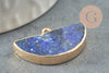 Pendentif demi-lune lapis lazuli naturel fer doré 27mm,Pendentif création bijoux pierre naturelle x1 G3941