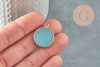 Pendentif disque jade naturel bleu 26mm, x1 (G1509)