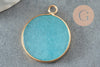 Pendentif disque jade naturel bleu 26mm, x1 (G1509)